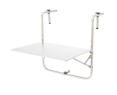 Balkontisch Metall 60x43 cm - Ambiance - Farbe: weiß - Balkon Hänge Klapp Tisch