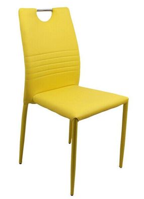 4 x Stapelstuhl Kunstleder gelb Esszimmerstühle Besucherstühle Küchenstühle NEU