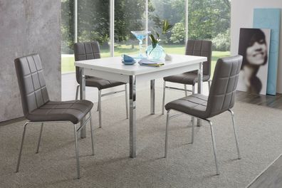 5 tlg. grau / weiß Tischgruppe Essgruppe Esszimmergruppe modern design NEU