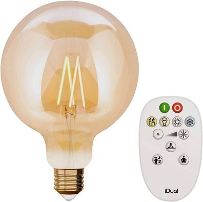 iDual LED Leuchtmittel Filament E27 G125 amber dimmbar 806lm 9W inkl. FB