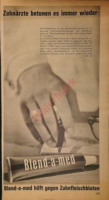 Originale alte Reklame Werbung Blend-a-med Zahncreme v. 1963