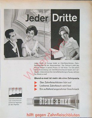 Originale alte Reklame Werbung Blend-a-med Zahncreme v. 1961 (7)