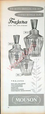Originale alte Reklame Werbung Trajana Parfüm Eau de Cologne v. 1961 (9)