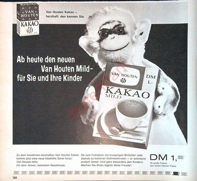 Originale alte Reklame Werbung Van Houten Kakao v. 1963 (27)
