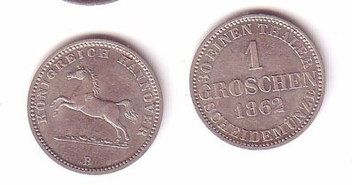 1 Groschen Silber Münze Hannover 1862 B (109966)