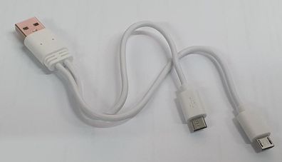 USB-Kabel - USB auf 2x Micro-USB - Weiß - um zwei USB-Akkus zu laden