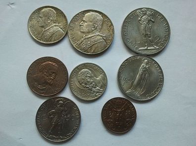 Original Kursmünzensatz KMS Vatikan 1932 Papst Pius XI. mit 5 + 10 euro Silber