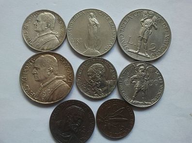 Original Kursmünzensatz KMS Vatikan 1936 Papst Pius XI. mit 5 + 10 euro Silber