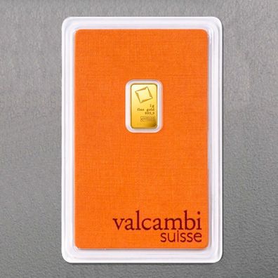 Valcambi Suisse 1 Gramm 999.9 Goldbarren in Blister geprägter Barren Feingold