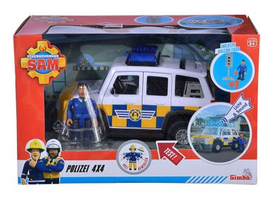 Jada Toys 109251096 Feuerwehrmann Sam Polizeiauto 4x4 mit Figur Spielzeugauto