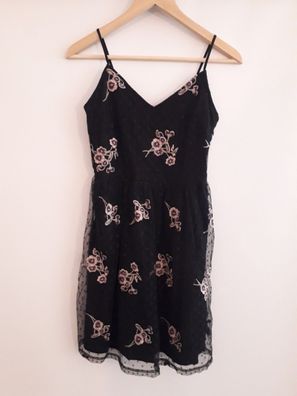 Bodyflirt Partykleid, schwarz mit Blumen, Gr. 34