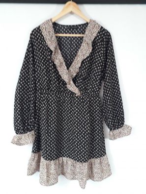 Bodyflirt Kleid mit Volant, schwarz gemustert, Gr. 36