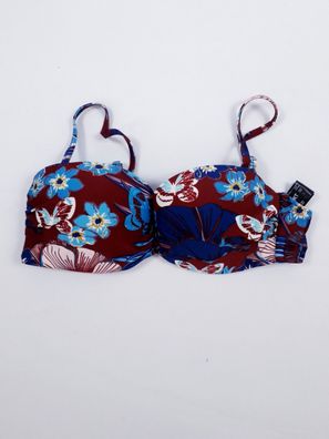 Bodyflirt Bügel Bikini Oberteil abnehmbare Träger, bordeaux/ blau bedruckt Gr. 80B