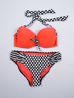 bpc bonprix Balconette Bikini, vorgeformte Cups (2tlg) , hummer/ schwarz Gr. 36 (70B)