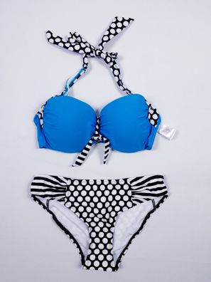 bpc bonprix Balconette Bikini, vorgeformte Cups (2tlg), türkis/schwarz Gr. 36 (70C)