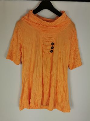 bpc bonprix Crinkle-Shirt mit halblangen Ärmeln, aprikose, Gr. 36/38