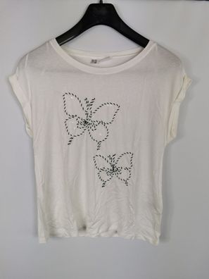 Bodyflirt Shirt mit Schmetterlingen, wollweiss, Gr. 32/34