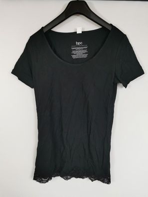 bpc bonprix Schlaf-Longshirt mit Spitze, schwarz, Gr. 36/38