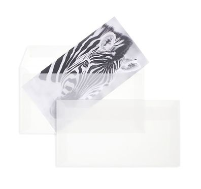 100 Transparente Briefumschläge 125x235 mm (Kompakt) mit Haftklebung