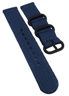 Minott Uhrenarmband Textil blau gleichlaufend Metallschlaufen