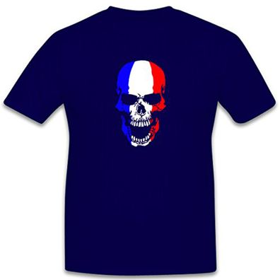 Skull Totenkopf Schädel Frankreich France Wappen Fahne Flagge - T Shirt #6489