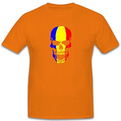 Rumenien Romania Skull Schädel Totenkopf Flagge Fahne - T Shirt #6491