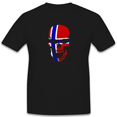 Norwegen Norway Flagge Fahne Totenkopf Schädel- T Shirt #6487
