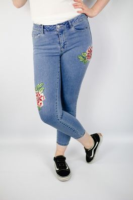 Vero Moda Damen Jeanshose Vmseven Nw Super Slim Emb Ankle Jeans" - W30 / L30