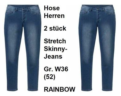 Hose Herren 2 stück Stretch Skinny-Jeans Gr. W36 (52) Rainbow. Neu mit Etikett