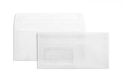 100 Transparente Briefumschläge 110x220 mm (DIN Lang) mit Haftklebung