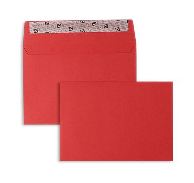 100 Briefumschläge Rot 114x162 mm (DIN C6) mit Haftklebung