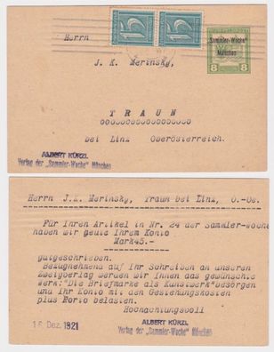 97119 K.K. Feldpost Ganzsache Überdruck Verlag der Sammler-Woche München 1921