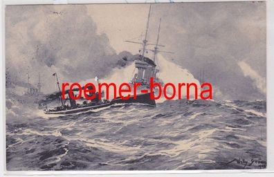 86011 Künstler Ak Torpedoboot-Angriff in der Nordsee 1923 Wohlfahrts-Karte