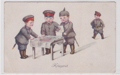 88066 Feldpost Ak Militär Humor Kinder beim 'Kriegsrat' 1917
