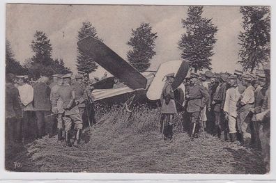 91662 Feldpost Ak abgestürzdes Flugzeug 1. Weltkrieg 1918