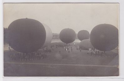 87743 Foto Ak Heißluftballon Luftschiff Ballonbefüllplatz Ballonglühen 14.9.1913
