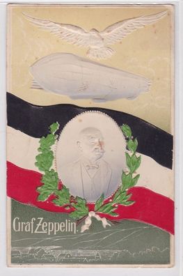 94357 Patriotika Präge Ak Graf Zeppelin mit Luftschiff 1913