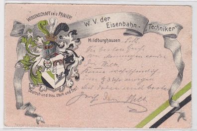 63958 Studentika Ak Hildburghausen W.V. der Eisenbahn-'Techniker' 1911