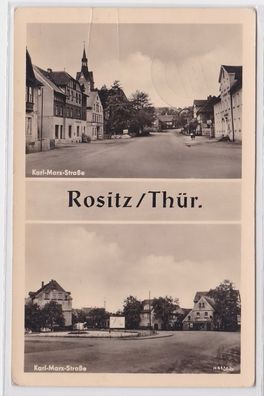 74424 Mehrbild Ak Rositz in Thüringen Karl Marx Strasse 1961