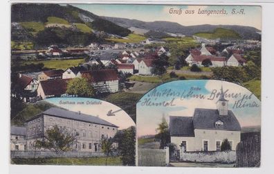 83903 Mehrbild Ak Gruß aus Langenorla S.-A. Gasthaus, Kirche 1911