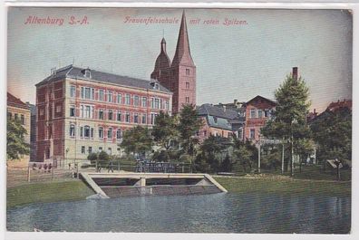98905 Ak Altenburg S.-A. Frauenfelsschule mit roten Spitzen 1907