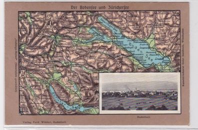 56880 Präge Karten AK Der Bodensee und Zürichersee, Panorama Radolfzell