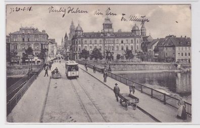 87899 AK Heilbronn am Neckar - Neckarbrücke mit Postgebäude 1906