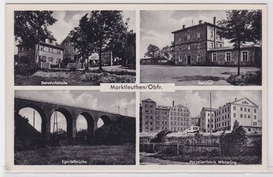 62241 Mehrbild Ak Marktleuthen Oberfranken Bahnhof, Porzellanfabrik usw. um 1940