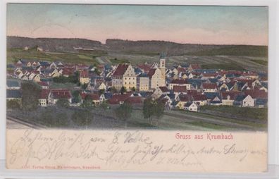 72470 AK Gruss aus Krumbach - Totalansicht mit Rathaus 1906