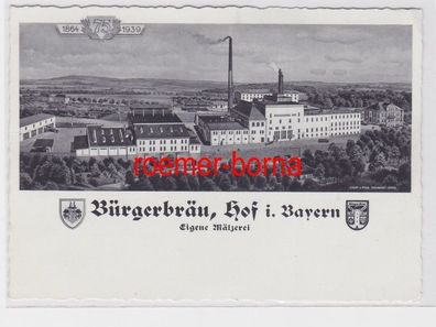 75050 Reklame Ak 75 Jahre Bürgerbräu Hof i. Bayern 1864-1939