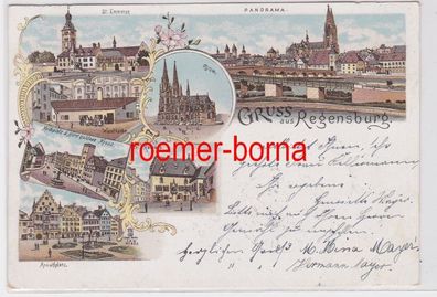81908 Ak Lithografie Gruss aus Regensburg 1897