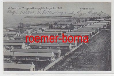 83055 Ak Grüße vom Truppen-Übungsplatz Lager Lechfeld Baracken Lager 1910