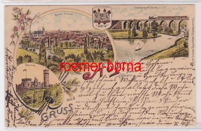 84008 Ak Lithografie Gruss aus Hof in Bayern 1897