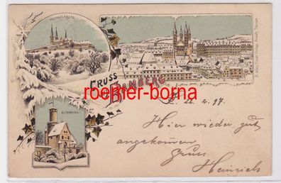 84227 Ak Lithografie Gruss aus Bamberg im Winter 1897